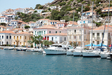 Fototapeta na wymiar Beautiful view of coastal city with boats on sunny day