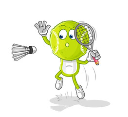 tennis ball smash at badminton cartoon. cartoon mascot vector