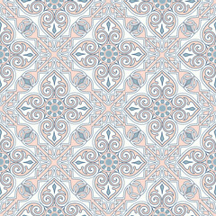 Abstract floral seamless pattern. Mosaic floral ornamental background. Muslim ornament in arab orient style with Turkish, Indian motifs. Good for fabric, textile, wallpaper package background design