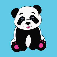 Cute panda vector nature icon premium illustration..