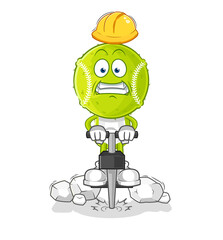 tennis ball drill the ground cartoon character vector