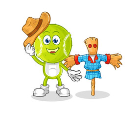 tennis ball with scarecrows cartoon character vector
