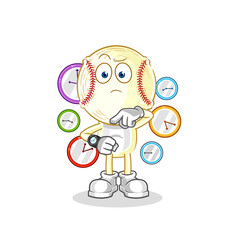 baseball head with wristwatch cartoon. cartoon mascot vector