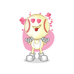 baseball head fallin love vector. cartoon character