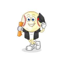 baseball head graduation vector. cartoon character
