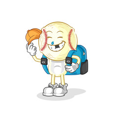 baseball head goes to school vector. cartoon character