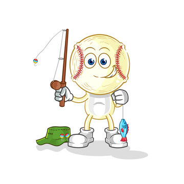 baseball head fisherman illustration. character vector