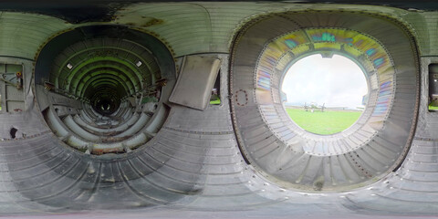 Inside of the old army russian jet 360 photo