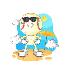 Obraz na płótnie Canvas baseball head sunbathing in summer. character vector