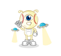 Obraz premium baseball head alien cartoon mascot vector