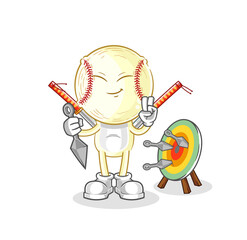 baseball head ninja cartoon. character vector