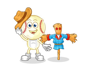 Fototapeta premium baseball head with scarecrows cartoon character vector