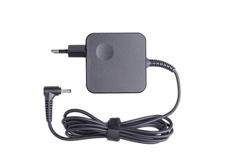 AC power adapter for laptop isolated on white background. - obrazy, fototapety, plakaty