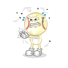 baseball head swat fly character. cartoon mascot vector