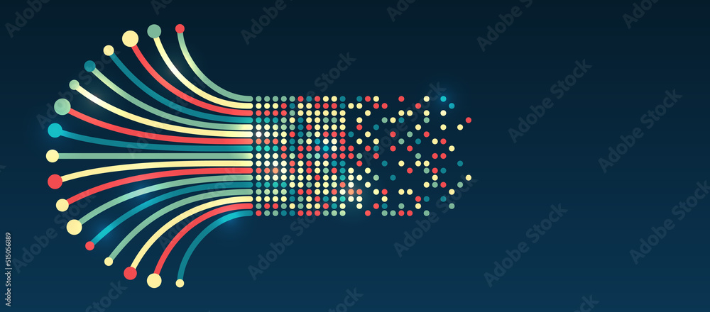 Fototapete Sorting a large amount of data on a dark background. Structuring the flow of information. Data analytics concept.