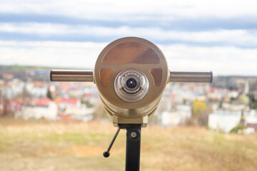 Stationary binoculars for the observation deck. spyglass for observation