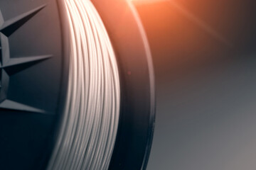 Filament for 3D printer. Filament for printing plastic parts on a 3D printer. Close-up