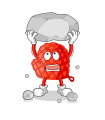 cooking glove lifting rock cartoon character vector