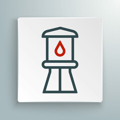 Line Water tower icon isolated on white background. Colorful outline concept. Vector
