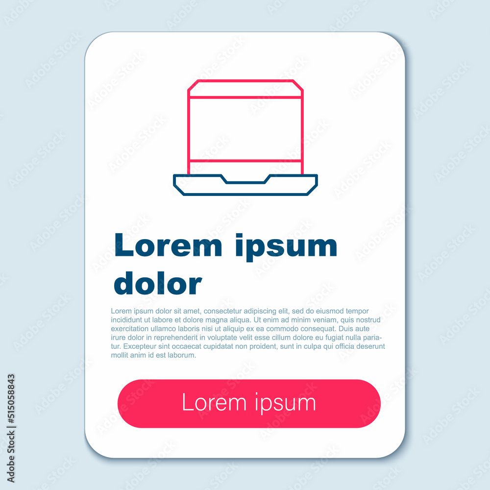 Poster Line Laptop icon isolated on grey background. Computer notebook with empty screen sign. Colorful outline concept. Vector