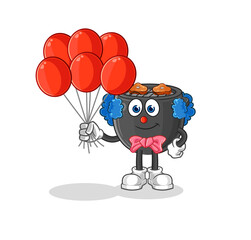 barbecue clown with balloons vector. cartoon character