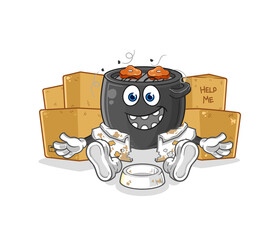 Fototapeta premium barbecue homeless character. cartoon mascot vector