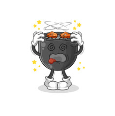 barbecue dizzy head mascot. cartoon vector