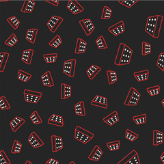 Line Mattress icon isolated seamless pattern on black background. Padded comfortable sleeping bed mattress. Vector