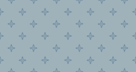 Abstract seamless pattern. Arabic line ornament with geometric shapes. Linear floral ornamental texture. Artistic backdrop in arab orient textile style.