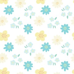 Fototapeta na wymiar Spring garden flowers seamless pattern. Blooming summer pastels background