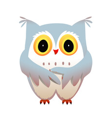 Cute little owl clipart illustration for children. Adorable baby animal cartoon for kids. Isolated vector clipart.