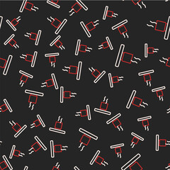 Line Cup of tea icon isolated seamless pattern on black background. Vector