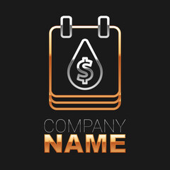 Line Oil drop with dollar symbol icon isolated on black background. Oil price. Oil and petroleum industry. Colorful outline concept. Vector