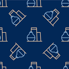 Line Oil tank storage icon isolated seamless pattern on blue background. Vessel tank for oil and gas industrial. Oil tank technology station. Vector