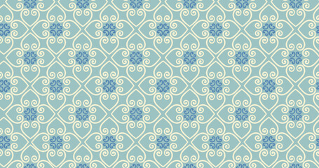 Abstract arabesque seamless pattern. Linear floral geometric line ornament. Artistic backdrop in arab asian decorative style