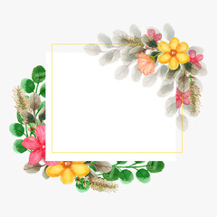 frame with flowers and leaves