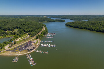 Boat Marina on Curving Lake