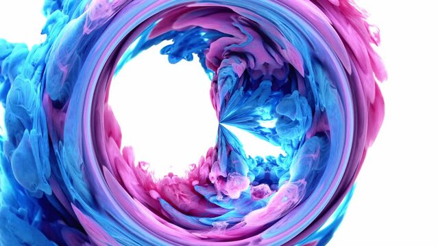 Violet and pink color fluid art painting footage, trendy acrylic texture with colorful waves.