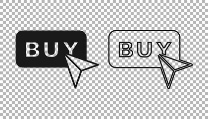 Black Buy button icon isolated on transparent background. Vector