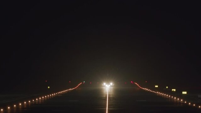 Airplane takeoff at night