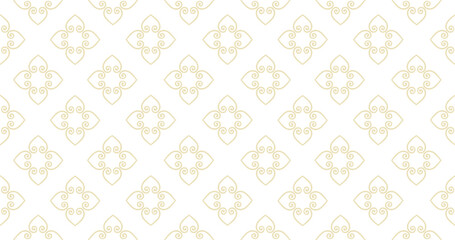 Abstract seamless pattern. Arabic line ornament with geometric shapes. Linear floral ornamental texture. Artistic backdrop in arab orient textile style.