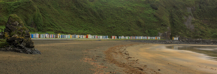 Luarca beach is full of huts