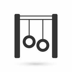 Grey Gymnastic rings icon isolated on white background. Playground equipment with hanging rope with rings. Vector