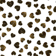 Pattern black heart with golden geometric lines. Elegant border for wedding invitations and cards. Decoration for St. Valentine's Day