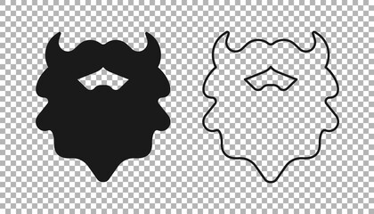 Black Mustache and beard icon isolated on transparent background. Barbershop symbol. Facial hair style. Vector