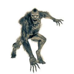 lycan monster is attacking in a white background © DM7