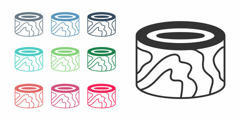 Black Wooden logs icon isolated on white background. Stack of firewood. Set icons colorful. Vector