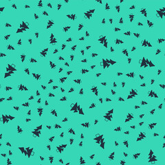 Black Tree icon isolated seamless pattern on green background. Forest symbol. Vector