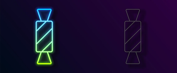 Glowing neon line Candy icon isolated on black background. Happy Halloween party. Vector
