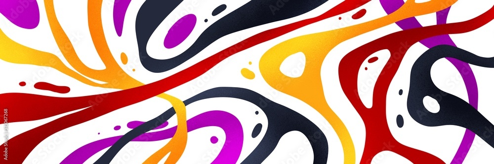Poster abstract wavy flat design background. panoramic wallpaper with grainy liquid shape pattern. light vi